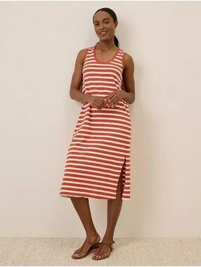 Pact Orange Stripe Organic Cotton Softspun Tank Midi Dress Size XXL